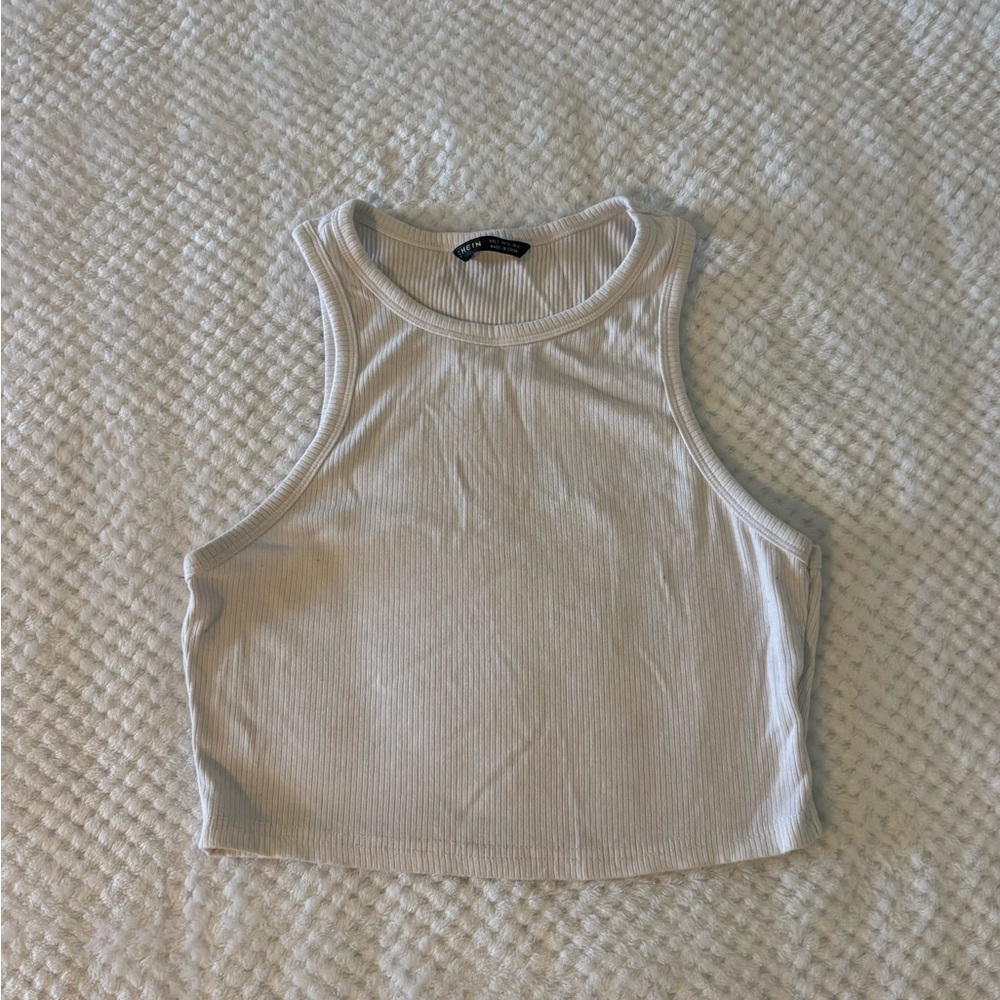 Women's Cream Ribbed Tank Top